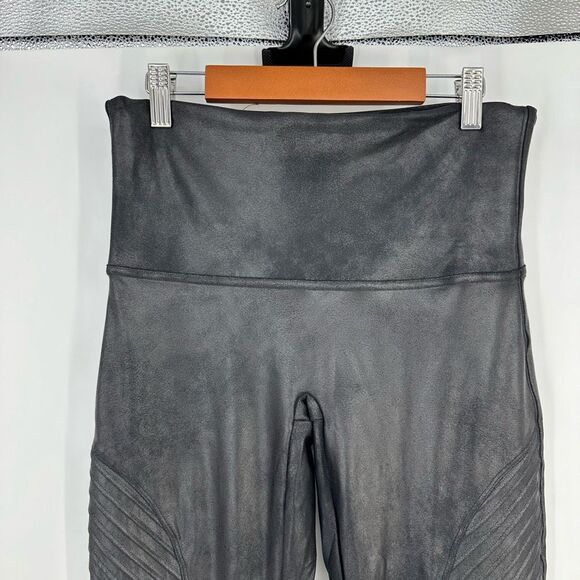 SPANX Faux Leather Moto High Waist Leggings Womens Size XL Black 20136R - Picture 3 of 10